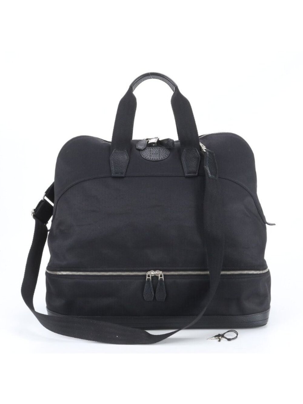 Hermes Sac de Golf Toile Chevron Leather 2-Way Boston Bag Crossbody